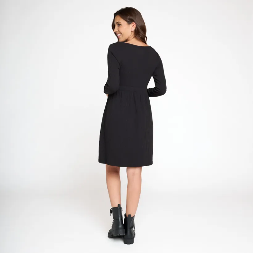Robe portefeuille de grossesse et d'allaitement effet côtelé