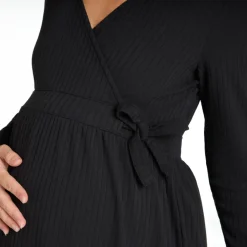 Robe portefeuille de grossesse et d'allaitement effet côtelé