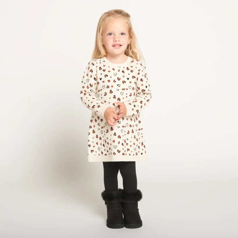 Robe pull en tricot motifs fantaisie pour bébé fille