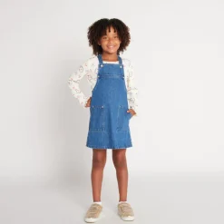Robe salopette en denim pour fille