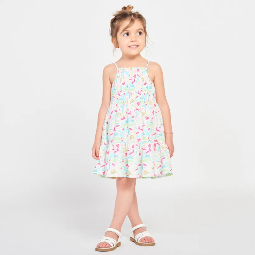 Robe sans manches avec imprimée fleurs et léopards pour bébé fille