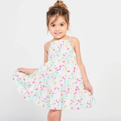 Robe sans manches avec imprimée fleurs et léopards pour bébé fille
