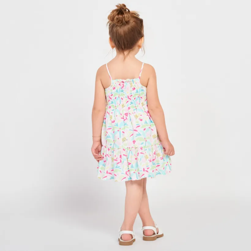 Robe sans manches avec imprimée fleurs et léopards pour bébé fille