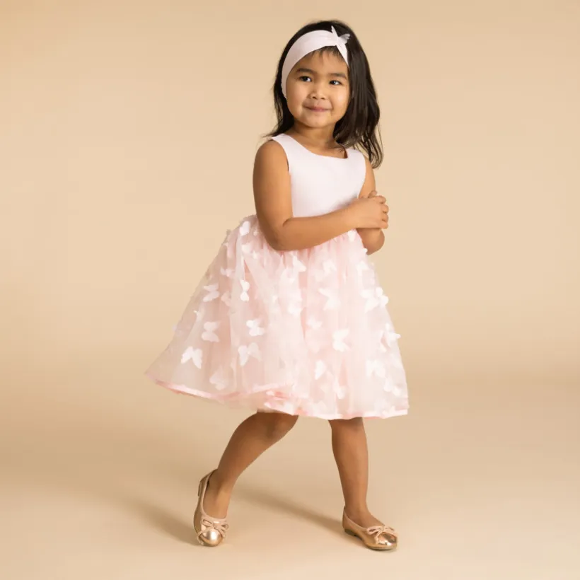 Robe sans manches avec papillons en relief pour bébé fille