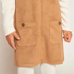 Robe sans manches doublée effet daim pour fille