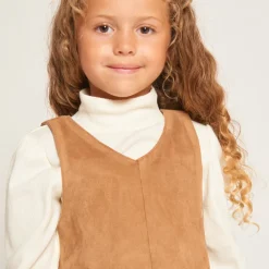 Robe sans manches doublée effet daim pour fille