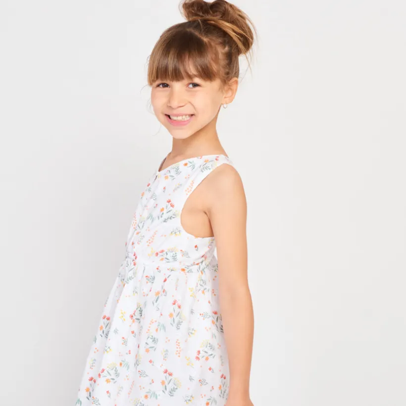 Robe sans manches en broderie anglaise fleurie pour fille