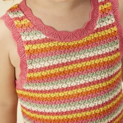 Robe sans manches en crochet rayé pour bébé fille