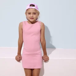 Robe sans manches en jersey côtelé uni pour fille