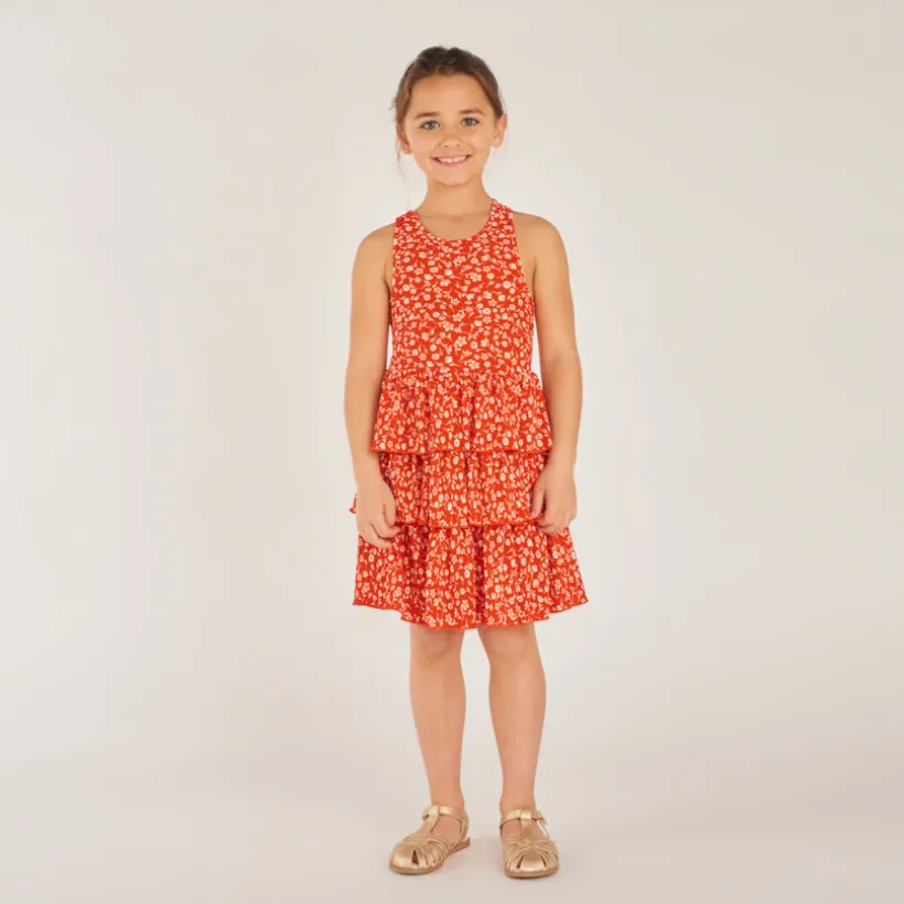 Robe sans manches imprimé fleuri pour fille