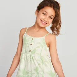 Robe sans manches imprimé palmiers pour fille