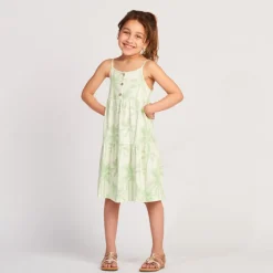 Robe sans manches imprimé palmiers pour fille