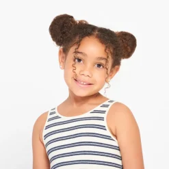 Robe sans manches rayée à volant pour fille