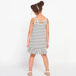 Robe sans manches rayée à volant pour fille