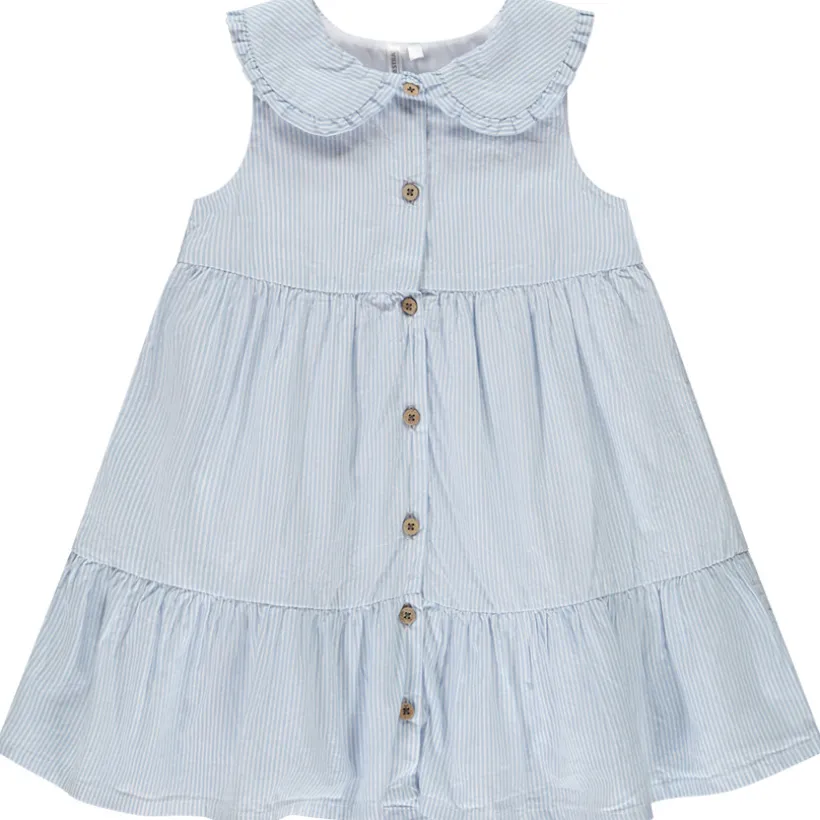 Robe sans manches à rayures et col claudine pour bébé fille