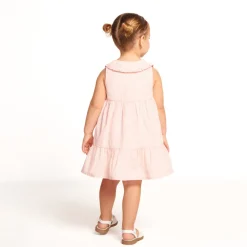 Robe sans manches à rayures et col claudine pour bébé fille