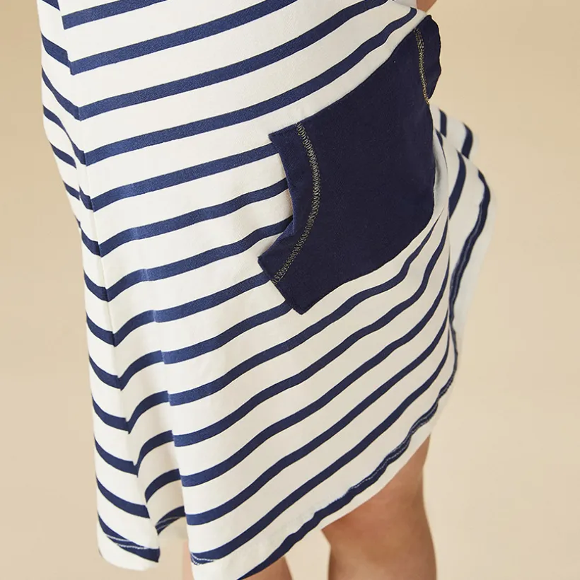 Robe sans manches à rayures et col marin pour bébé fille