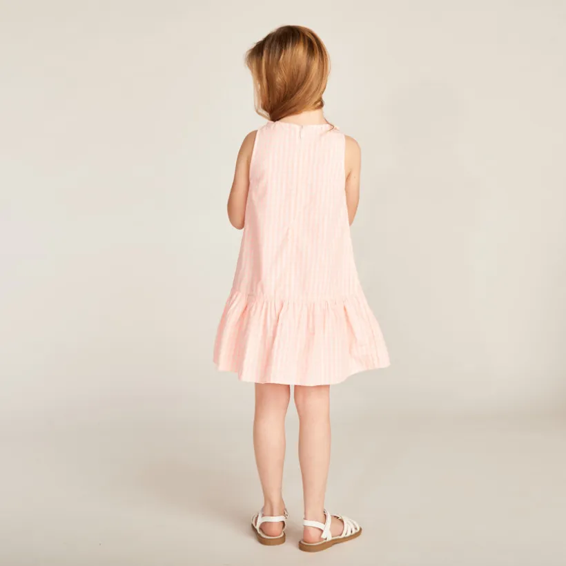 Robe sans manches vichy avec nœud brodé pour fille