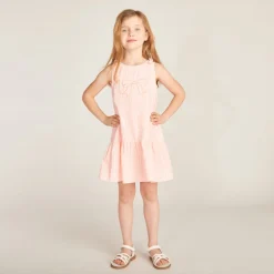 Robe sans manches vichy avec nœud brodé pour fille