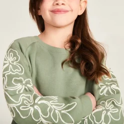 Robe sweat molleton avec cording fleuri pour fille