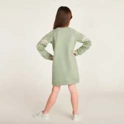 Robe sweat molleton avec cording fleuri pour fille