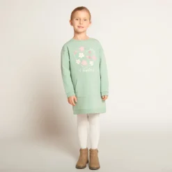 Robe sweat molletonnée à poche kangourou pour fille