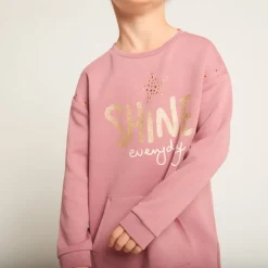 Robe sweat molletonnée à poche kangourou pour fille
