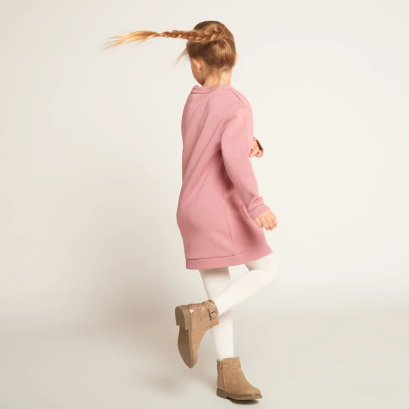 Robe sweat molletonnée à poche kangourou pour fille