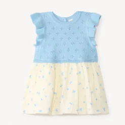 Robe tricot 2-en-1 imprimé myrtilles pour bébé fille