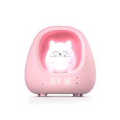 Réveil avec veilleuse Myko le chat rose