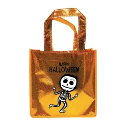 Sac à bonbons pailleté squelette orange
