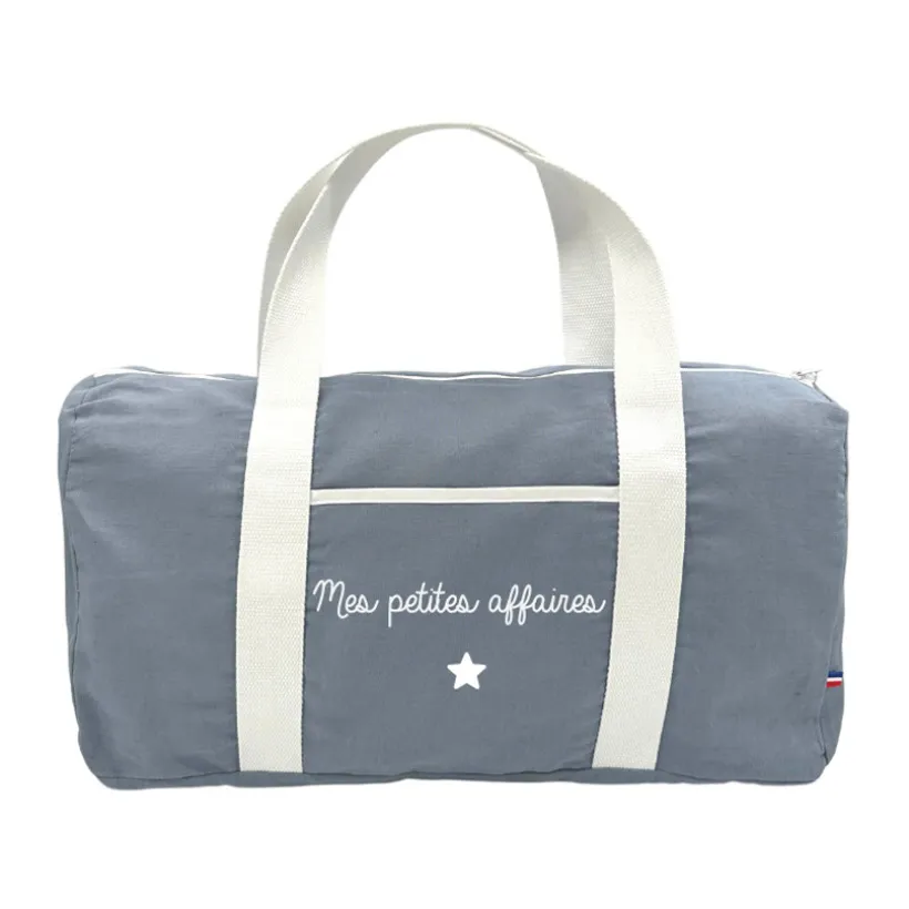 Sac de voyage en lin "Mes petites affaires" bleu