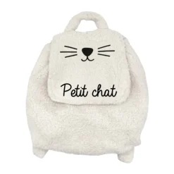 Sac à dos en sherpa Petit Chat blanc/noir