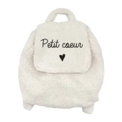 Sac à dos en sherpa Petit Cœur blanc/noir