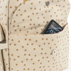 Sac à dos à langer imprimé cœurs Poppy + tapis cannelle