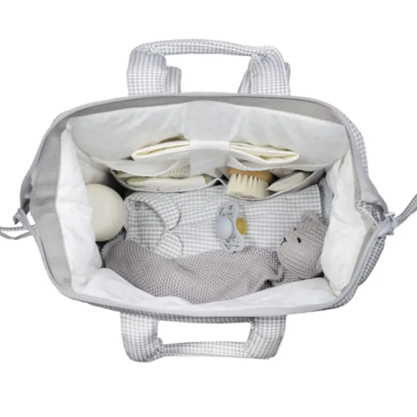 Sac à dos à langer Little Bloom Vichy Gris