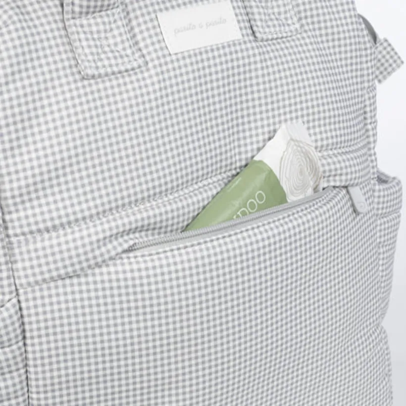 Sac à dos à langer Little Bloom Vichy Gris