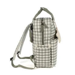 Sac à dos à langer motif carreaux Caetana stone + tapis