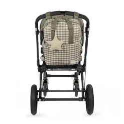 Sac à dos à langer motif carreaux Caetana stone + tapis