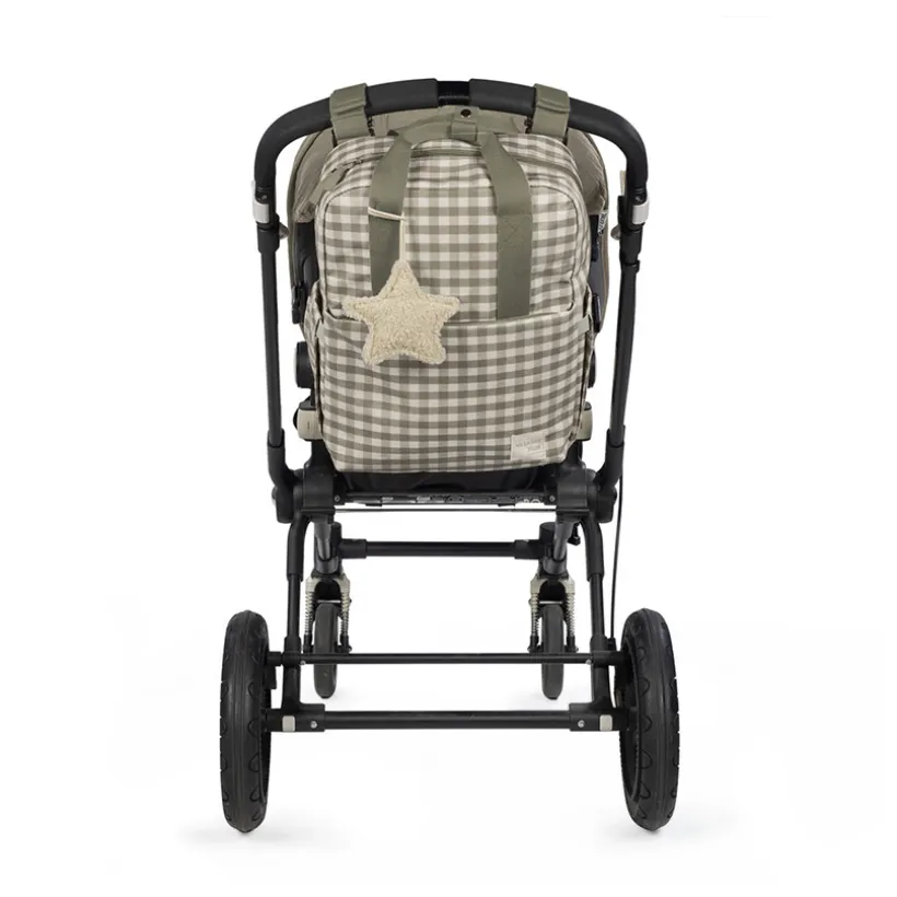 Sac à dos à langer motif carreaux Caetana stone + tapis