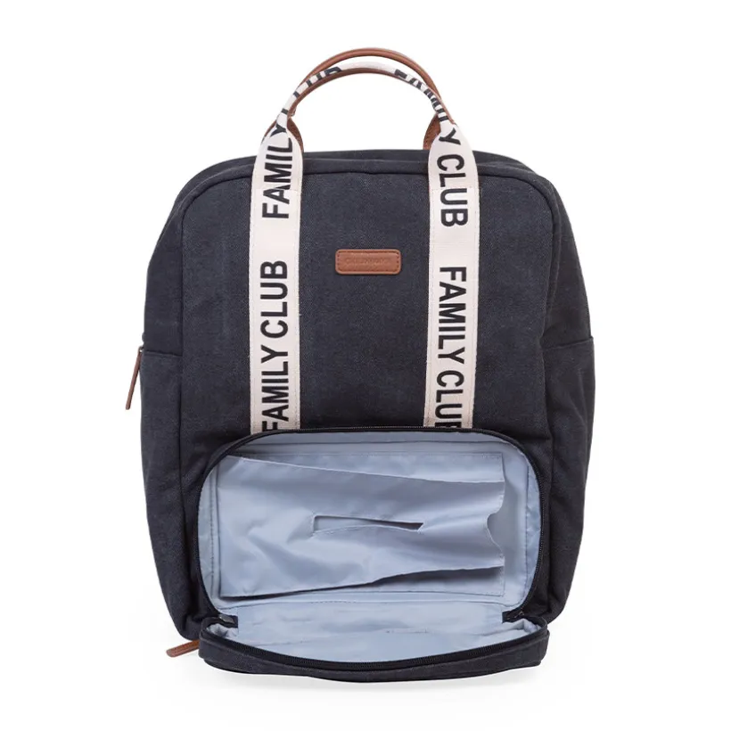Sac à dos signature + pochette + matelas à langer Family Club noir