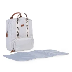 Sac à dos signature + pochette + matelas à langer Family Club écru