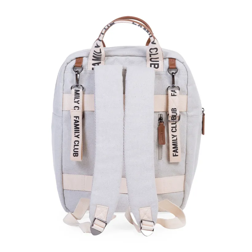 Sac à dos signature + pochette + matelas à langer Family Club écru