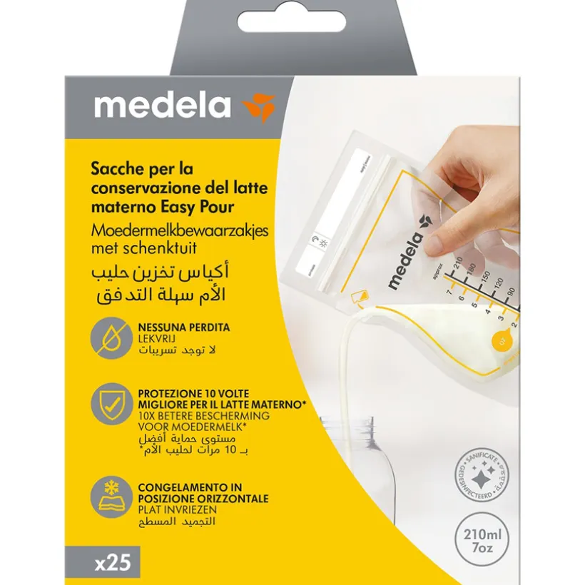 Sachets de conservation pour lait maternel à versement facile 210ml - 25pcs