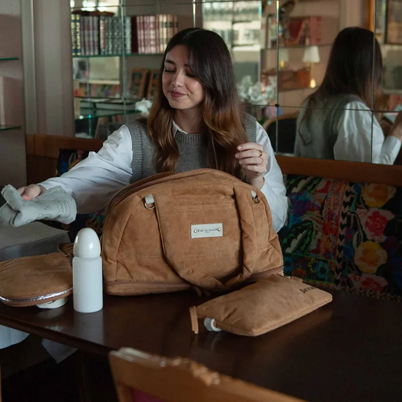 Sac à langer doudoune caramel