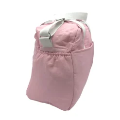 Sac à langer en lin "La vie est belle en famille" rose