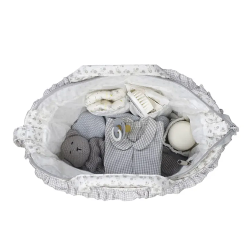 Sac à langer Little Bloom Fleurs Gris