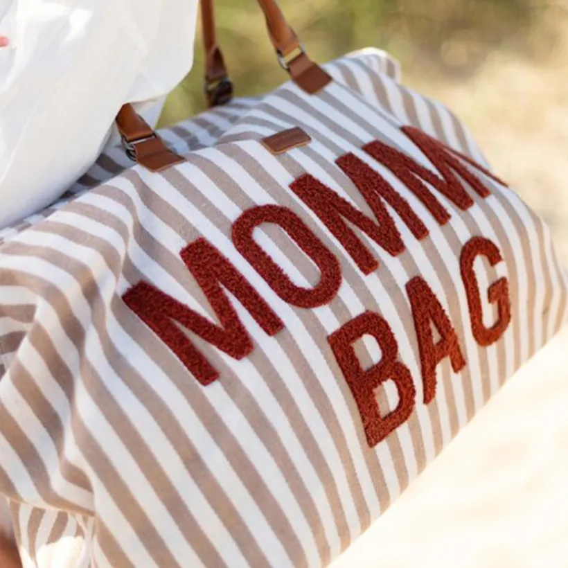 Sac à langer Mommy Bag Rayures Nude Terracotta