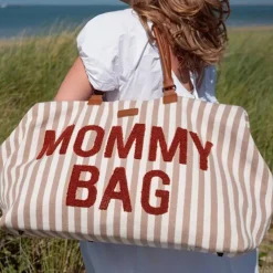 Sac à langer Mommy Bag Rayures Nude Terracotta
