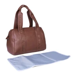 Sac à langer Mommy Club Signature en cuir vegan + tapis dark brown